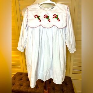 NWT Christmas dress 4T with embroidered candy canes, Peter Pan collar